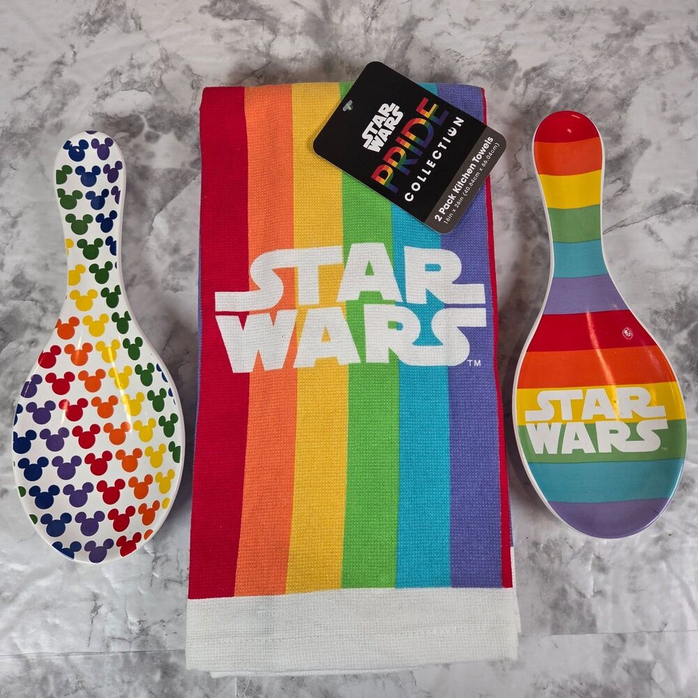 Star Wars Disney Pride Kitchen Set Towel (2x) Spoon Rest (2x) Read Description